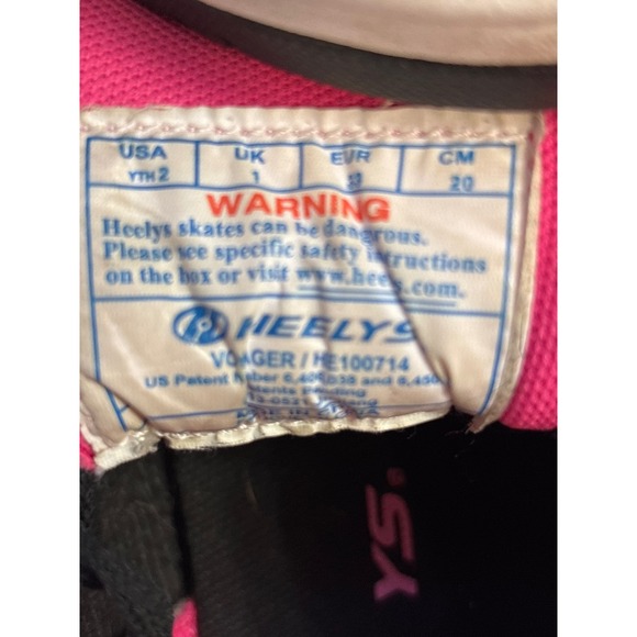 Heelys Voyager Kids Skate Shoes Black Hot Pink Wheels YTH Size 2 Rolling Sneaker - Picture 8 of 9